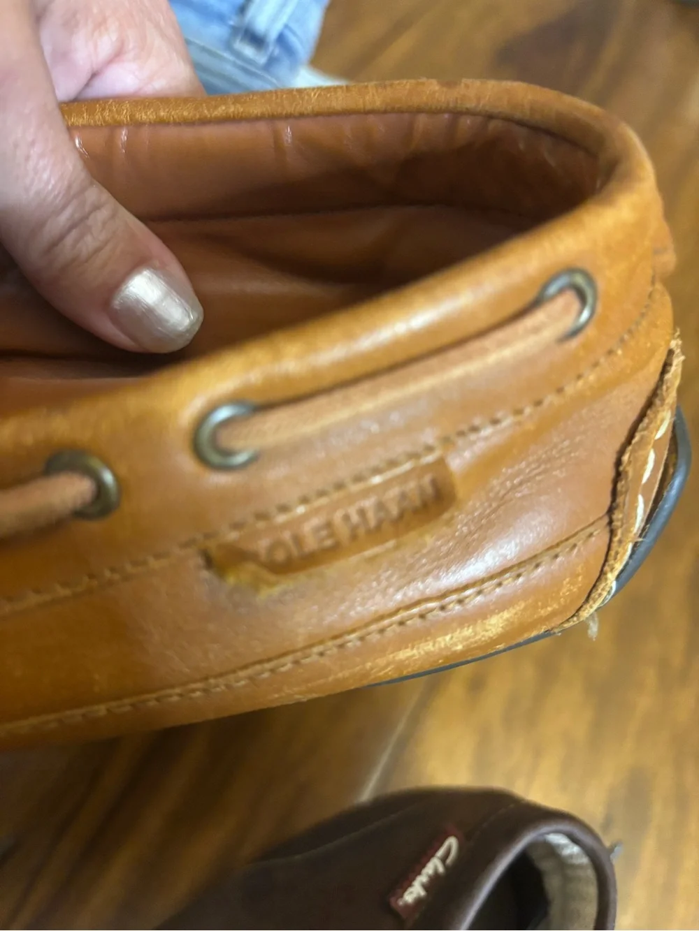 Cole Haan Tan Leather Moc Toe Boat Shoes